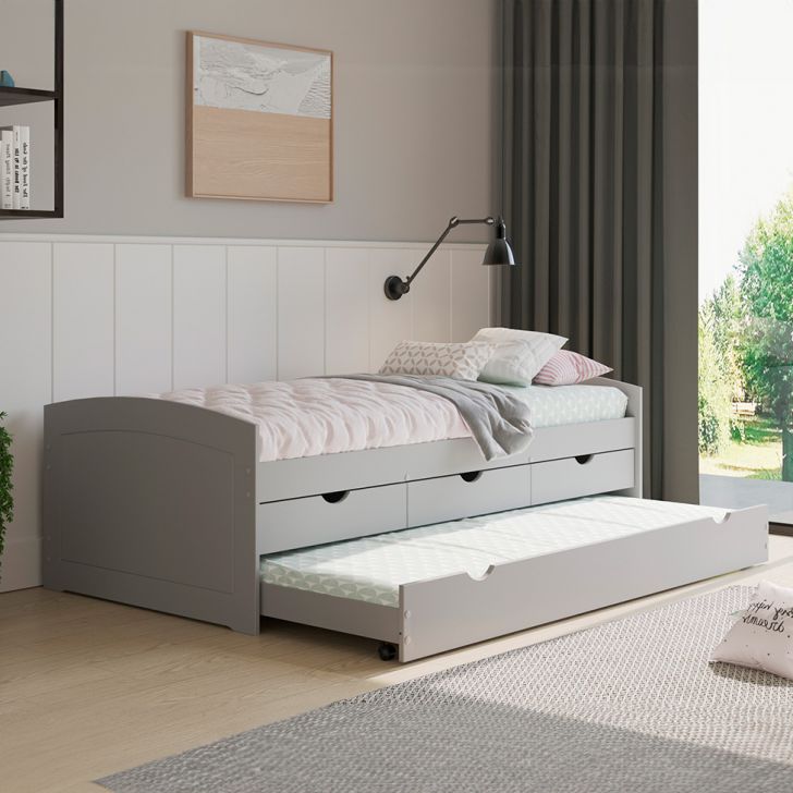 Bicama Ulli Madeira Maciça 3 GV Cinza Claro