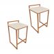 Conjunto 02 Banquetas Pietra Suede Bege Base Cobre D'Rossi