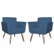Kit 02 Poltronas Decorativas Isa em Tressê Suede Azul Marinho - DS Estofados
