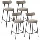 Kit 04 Banquetas Baixa Para Cozinha Sala De Jantar Bar Bancada Milão L02 Bouclê Creme - Lyam Decor