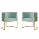 Kit 2 Poltronas Decorativa Sala de Estar Luana Base Gold Veludo Acqua - Montanaris Decor