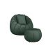 Kit Poltrona Decorativa C/Puff e Almofada Concha Veludo Verde - Montanaris Decor