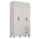 Guarda-Roupa Solteiro Grande 4 Portas 2 Gavetas e 4 Prateleiras Lisa MDP Branco