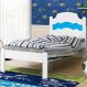 Cama Solteiro Sophia Branco e Azul Branco com Colchão