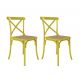 Conjunto com 2 Cadeiras Katarina Couro Sintético Amarelo e Bege