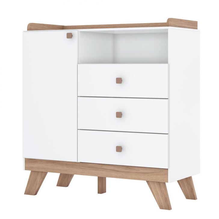 Cômoda Infantil Confete 1 PT 3 GV Branca e Jequitibá