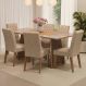 Conjunto Sala de Jantar Mesa Tampo de Vidro 6 Cadeiras Rustic/Crema/Imperial Marissa Madesa