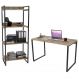 Conjunto Escritório Estilo Industrial Mesa 120cm e Estante 60cm 4 Prateleiras Prisma C08 Carvalho - Mpozenato