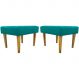 Kit 2 Puff Decorativos Charme Para Sala, Quarto, Recepção Suede Azul Turquesa Pé Castanho - Clique E Decore