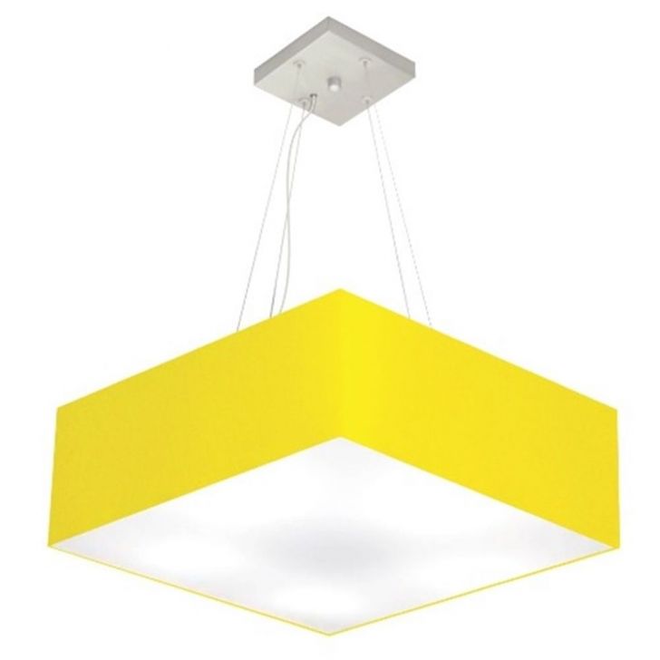 Pendente Quadrado Md-4137 Cúpula em Tecido 15-70x70cm Amarelo - Bivolt