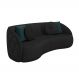 Sofá Decorativo 240cm com Almofadas Redondas Clarke PU Preto G45 - Gran Belo