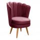 Poltrona Decorativa Pétala Pés Palito - Suede Bordô