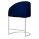 Poltrona Cadeira Banqueta Mia Base Branca Veludo Azul Marinho - Montanaris Decor