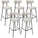 Kit 05 Banquetas Altas Cozinha Bar Sala De Jantar Em Aço Milão L02 Bouclê Creme - Lyam Decor
