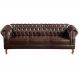 Sofá Chesterfield 3 Lugares Dom Pedro Vintage Retrô Capitonê Couro Marrom