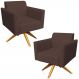 Kit 02 Poltronas Decorativas Isabella Base Giratória Madeira Suede Marrom G19 - Gran Belo