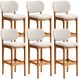 Kit 6 Banquetas Alta Bar Cozinha Sala Jantar Fixa Betta L02 Imbuia Linho Cru - Lyam Decor