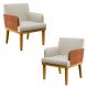 Kit 2 Poltronas Decorativas Vitória W01 Linho Bege/ Sintético Camel - Mpozenato