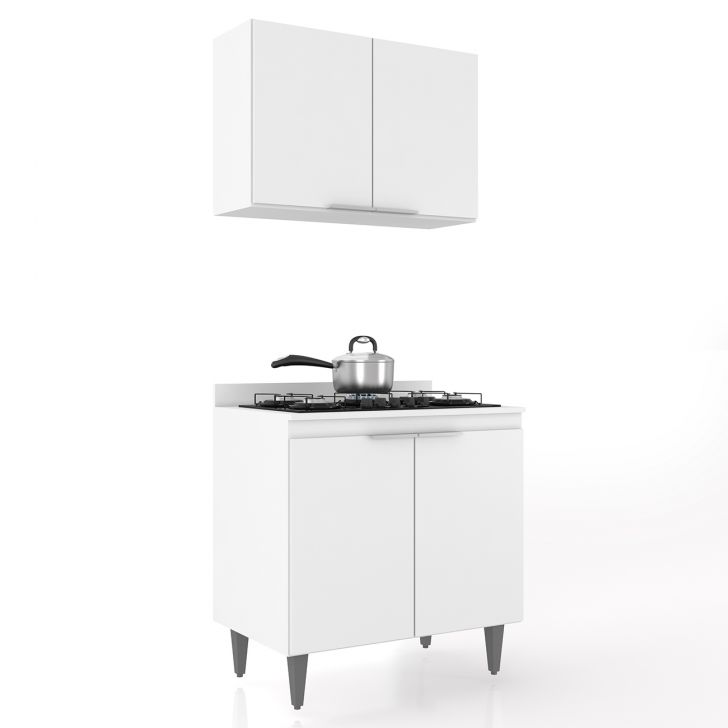 Armário de Cozinha e Balcão Cooktop Pérola Z34 Branco       - Mpozenato
