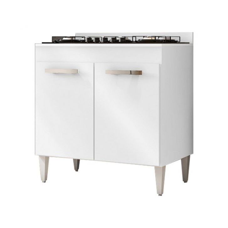 Balcão de Cozinha Cooktop Roma 2 Portas Branco - Lumil Móveis