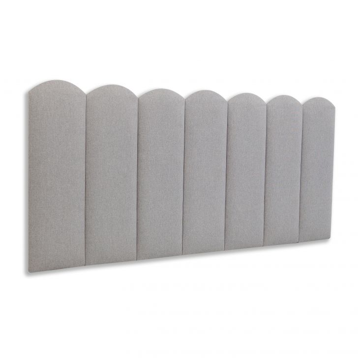 Cabeceira Casal Estofada Para Cama Box Kit 7 Placas Adesivas - Modelo Nuvem Linho Gelo