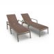 Kit 2 Espreguiçadeiras Piscina Alumínio Fendi Tela Marrom