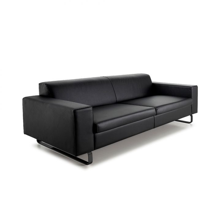 Image of Sofá 3 Lugares Otto Revestimento Sintético Preto 215 Cm PLA-MO895UP42PVTMOB