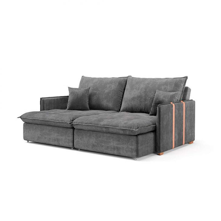 Sofá Retrátil Sem Caixa 2 Lugares Solomons Velosuede Grafite