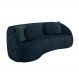 Sofá Decorativo 240cm com Almofadas Redondas Clarke Veludo Azul Marinho G45 - Gran Belo