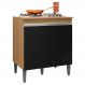 Balcão de Cozinha Para Cooktop Com Tampo Andréia Amêndoa/Preto - AJL Móveis