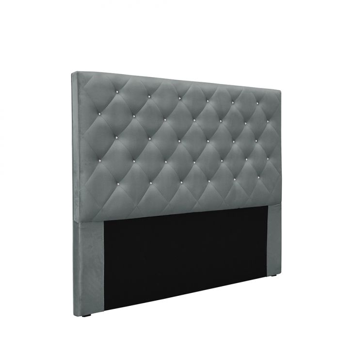 Cabeceira King Tânia Veludo Cinza