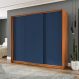 Guarda-Roupa Casal Porto 3 Portas 4 Gavetas Freijó e Azul