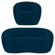 Sofá 3 Lugares Living 180cm e 1 Poltrona Giratória Garbin K04 Veludo Azul Marinho - Mpozenato