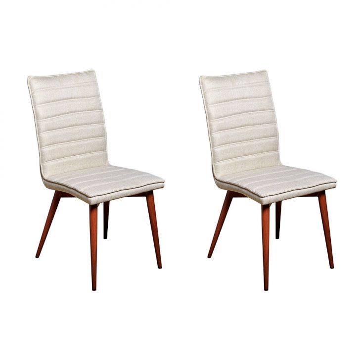 Conjunto com 2 Cadeiras Chambly Bege e Cedro
