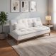 Sofá-Cama 3 Lugares Casal Premium Base e Pés de Madeira Branco
