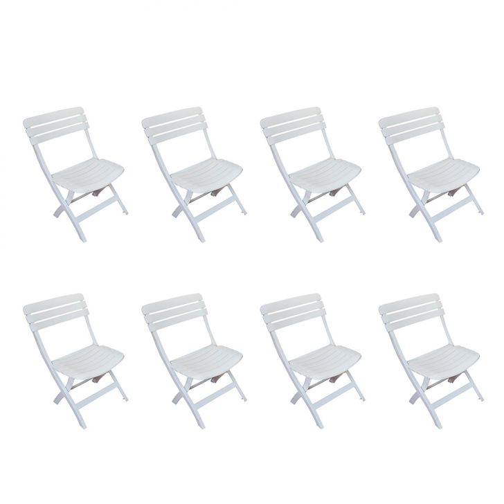 Conjunto com 8 Cadeiras Dobravél Ripada Diamantina Branco