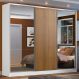 Guarda Roupa Casal 100% MDF Madesa Zurique 3 Portas de Correr com Espelhos - Branco/Rustic