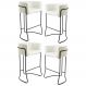 Kit 4 Banquetas Decorativas Base Aço Preto Betina B-309 Veludo Bege - Domi