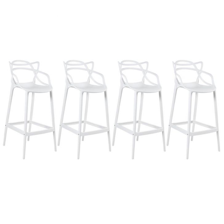Kit 4 banquetas altas Masters Allegra 76 cm Branco