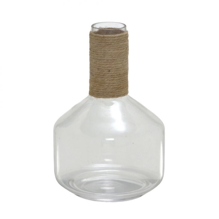 Vaso Decorativo Espressione Garrafa Transparente e Marrom 23 cm