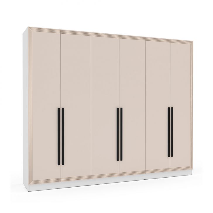 Image of Guarda-roupa Casal Valência 6 Portas 4 Gavetas Branco E Creme PLA-MO895CL42OOZMOB