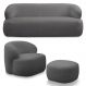 Conjunto Sala de Estar Decorativo Charlote 1 Poltrona Namoradeira 150cm 1 Poltrona Base Fixa com Puff Bouclê Grafite G88 - Gran Belo