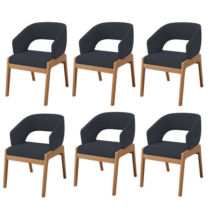 Kit 06 Cadeiras de Jantar e Estar Living Estofada Lince L02 Suede Preto - Lyam Decor