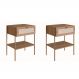 Conjunto com 2 Mesas de Cabeceira Oslo 2 Gavetas Hanover e Dourado