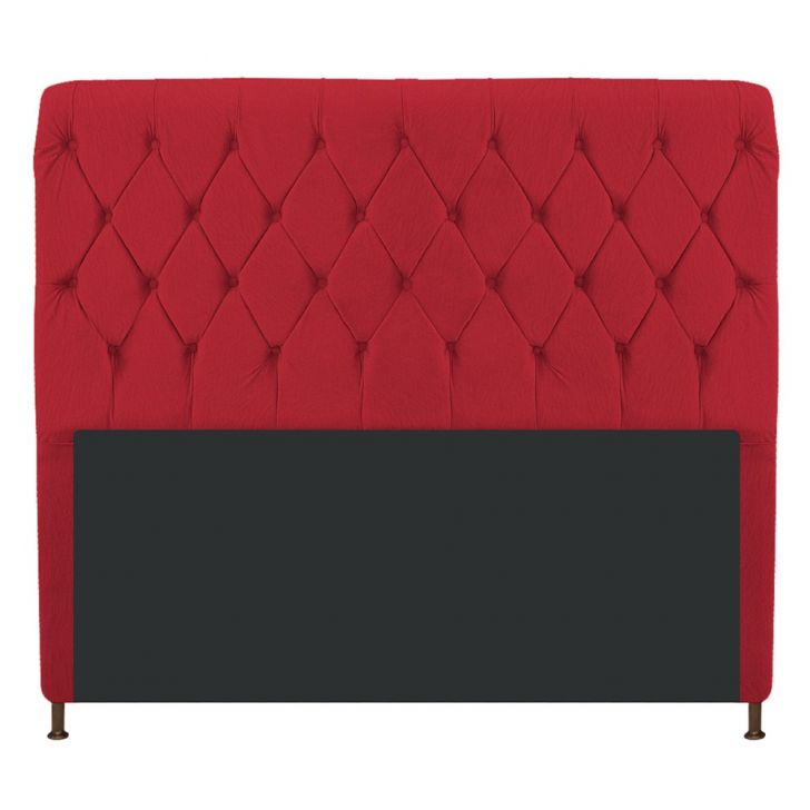 Cabeceira Estofada Cristal 140 cm Casal Com Capitonê Suede Vermelho- Amarena Móveis