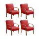 Kit C/ 4 Poltronas Decorativas Anita Braço Madeira Para Recepção - Suede Vermelho