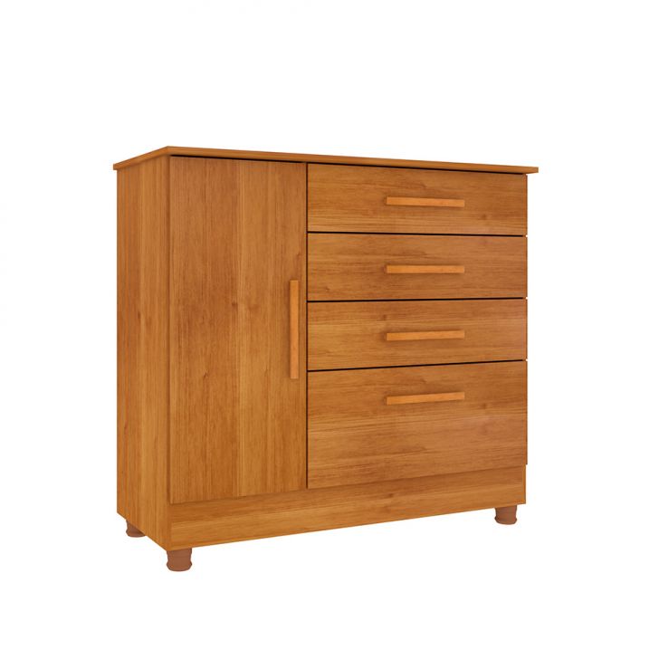 Cômoda Chicago II 1 Porta 4 Gavetas Cinamomo