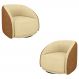 Kit 2 Poltronas Decorativas Jenny Base Giratória em Metal Preto Bouclê Bege/Caramelo G45 - Gran Belo