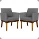Kit 2 Poltronas Decorativas Divine Base Reforçada De Madeira Suede Cinza - Clique E Decore