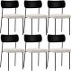 Kit 06 Cadeiras Estofadas Para Sala De Jantar Melina L02 Couríssimo Preto Bouclê Creme - Lyam Decor
